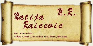 Matija Raičević vizit kartica